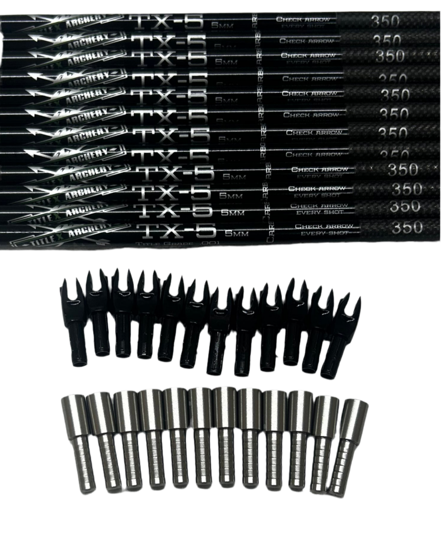 TX-5 Carbon Arrows (.204 diameter) 5mm Shafts per 1/2 Dozen .001 Straightness