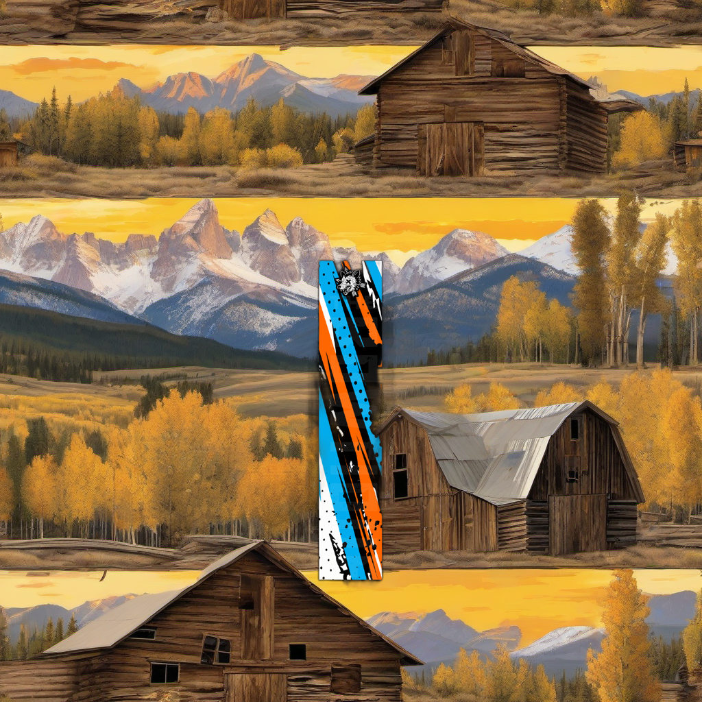Comic Pop Arrow Wrap on weathered wood, set against golden aspens and distant mountains at sunset. | titlex-scene-western-elk