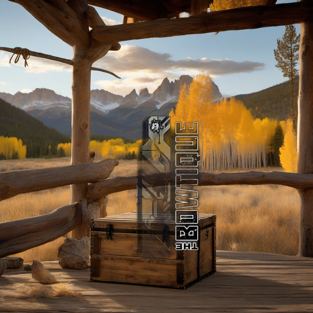 Comic Pop Arrow Wrap on weathered wood in a golden aspen high-country sunset scene. | titlex-scene-western-elk