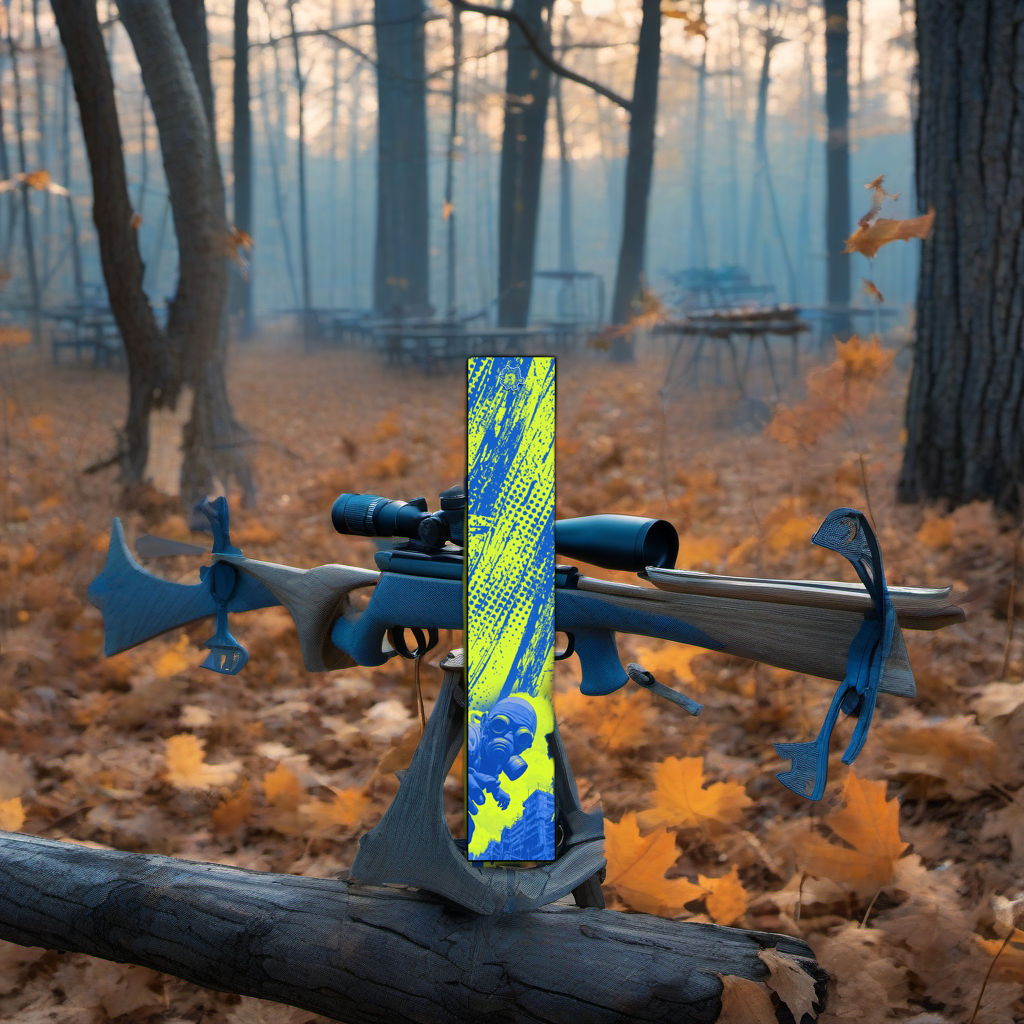 Radioactive Rodeo Arrow Wraps on a misty, wooded treestand at dawn, ready for the hunt. | titlex-scene-whitetail-treestand