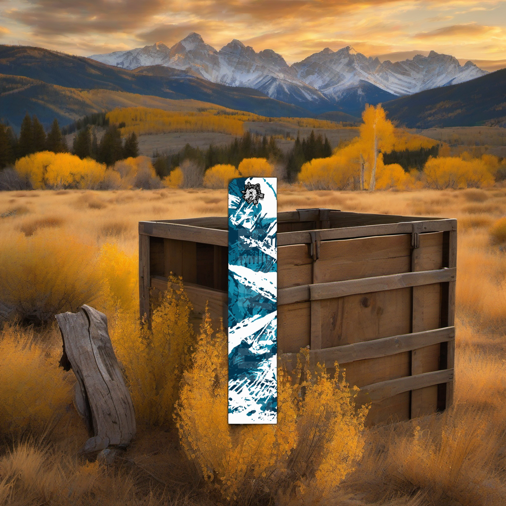 Comic Pop Arrow Wrap on weathered wood, set against a golden aspen backdrop at sunset. | titlex-scene-western-elk