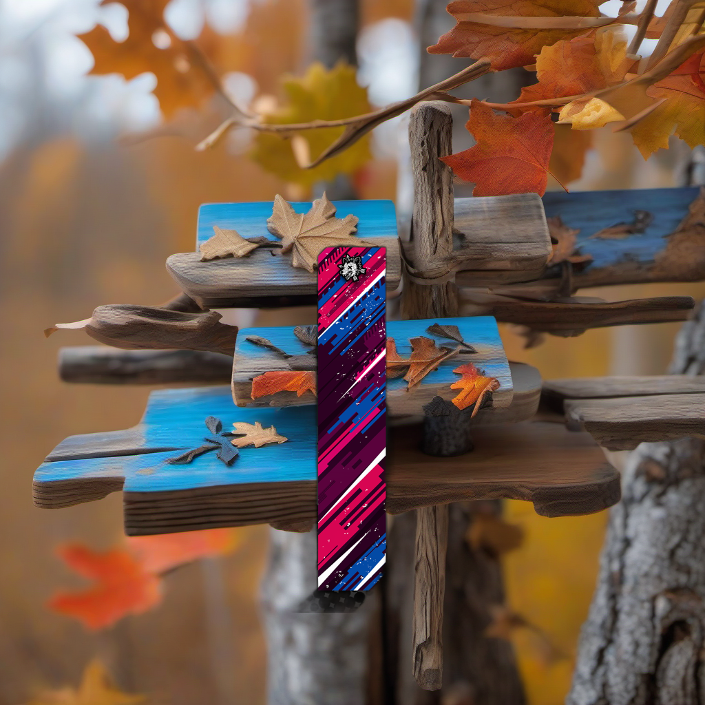 Comic Pop Arrow Wrap on a wooden treestand overlooking a misty, hardwood hunting ridge at dawn. | titlex-scene-whitetail-treestand