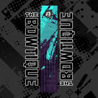 Comic pop arrow wrap featuring "THE BOWTIE" text and a stylized blue/teal graphic.
