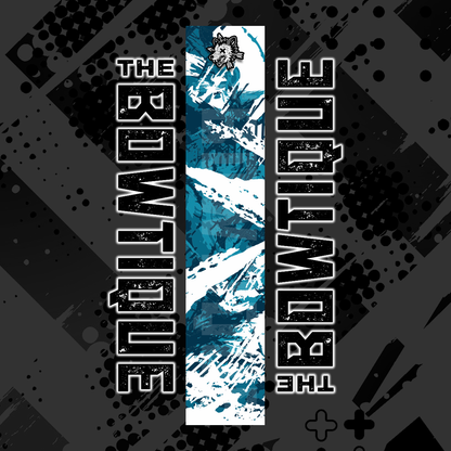 Comic pop arrow wrap featuring "THE BOWTIE" text and a distressed blue/white graphic.