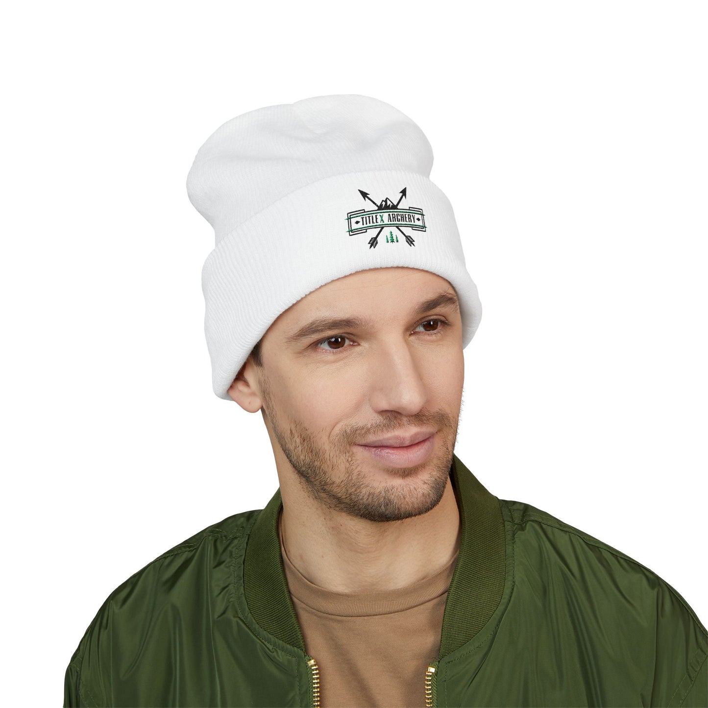 Embroidered 'Hike & Explore' Arrow Cuffed Beanie