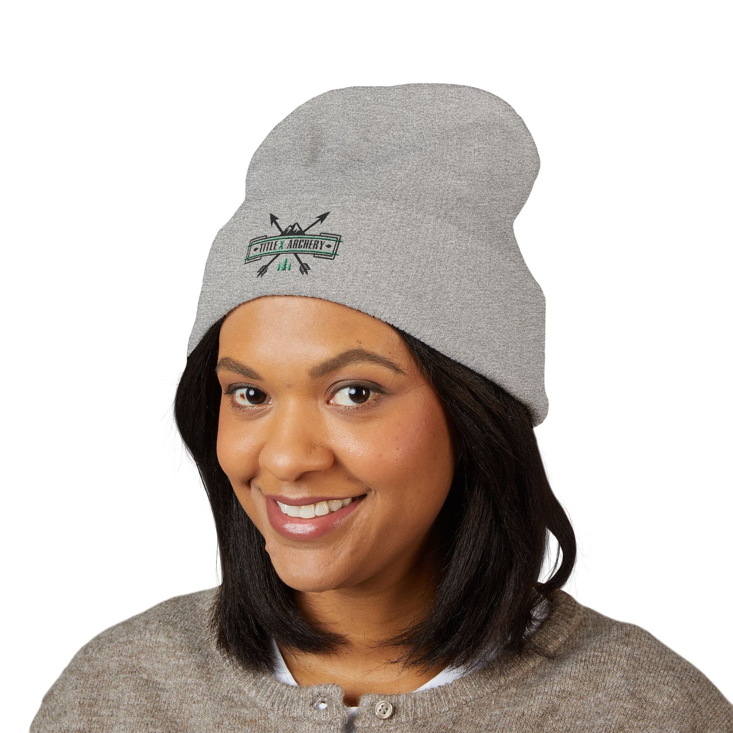 Embroidered 'Hike & Explore' Arrow Cuffed Beanie