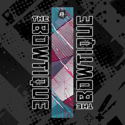 Comic pop arrow wrap design with "THE BOUTIQUE" text, featuring distressed black, white, and red/blue stripes.