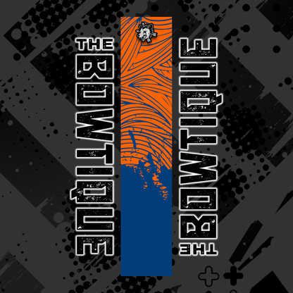 Comic pop style arrow wrap featuring "THE BOUTIQUE" text and an orange/blue striped arrow graphic.