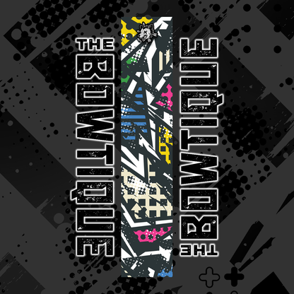 Comic pop arrow wrap featuring "THE BOUTIQUE" text on a black and white distressed background.