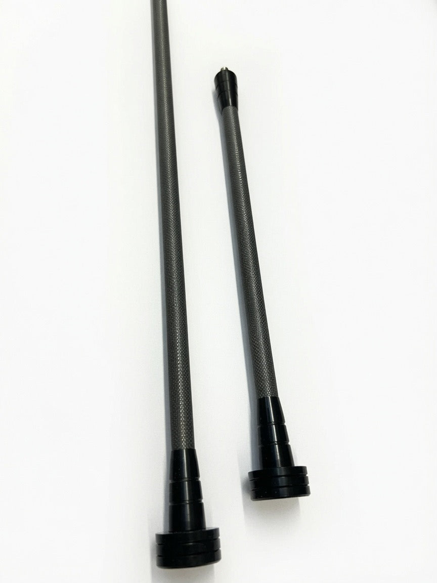 Two black, cylindrical OryX Micro Pro stabilizers with textured grips, shown against a white background.