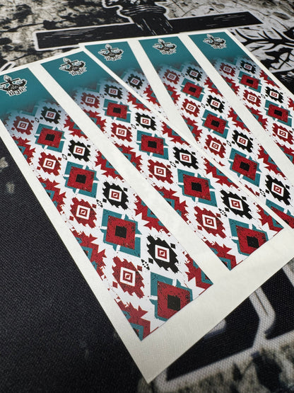 AZTEC! brand cosmetic product packaging, featuring vibrant colors and branding details.