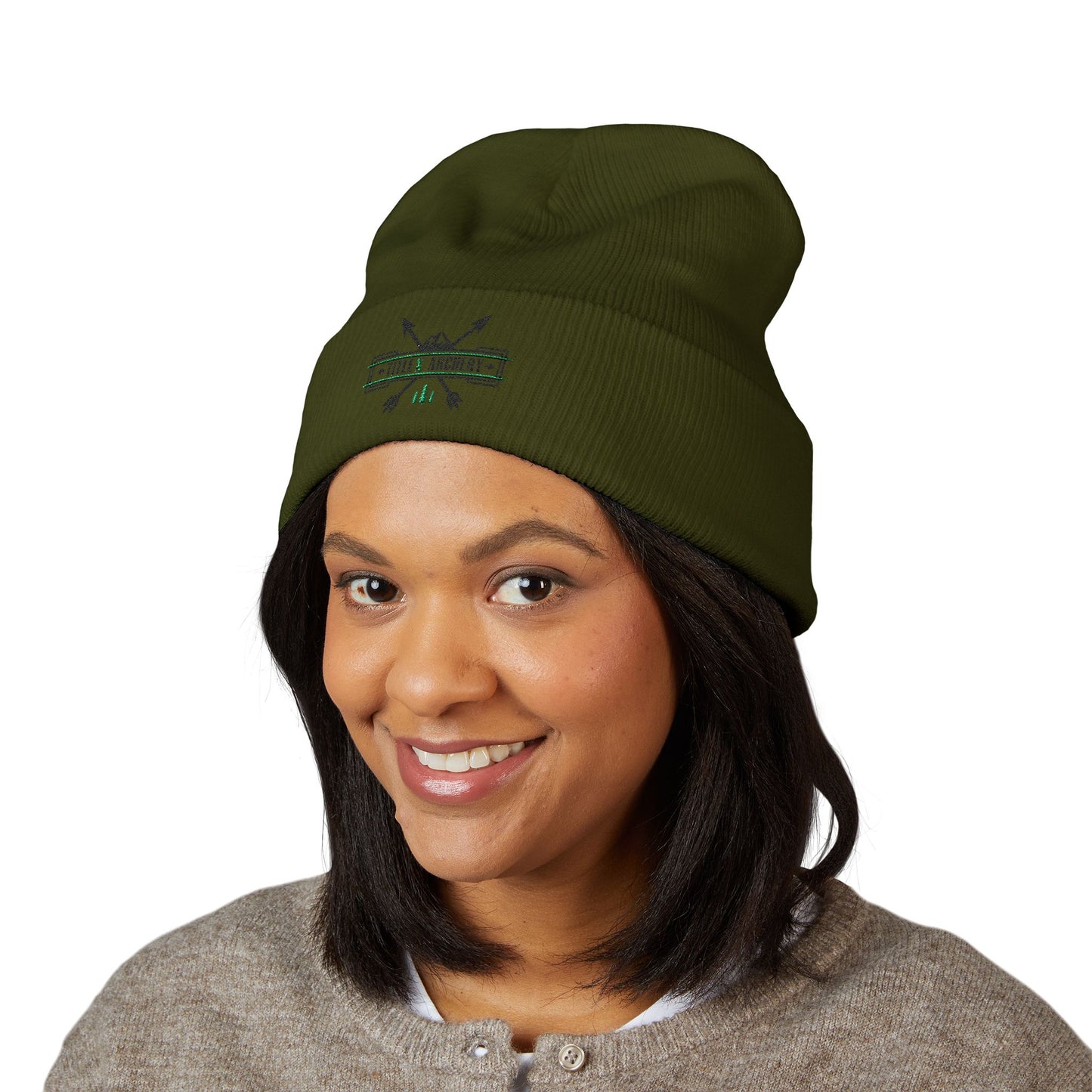 Embroidered 'Hike & Explore' Arrow Cuffed Beanie