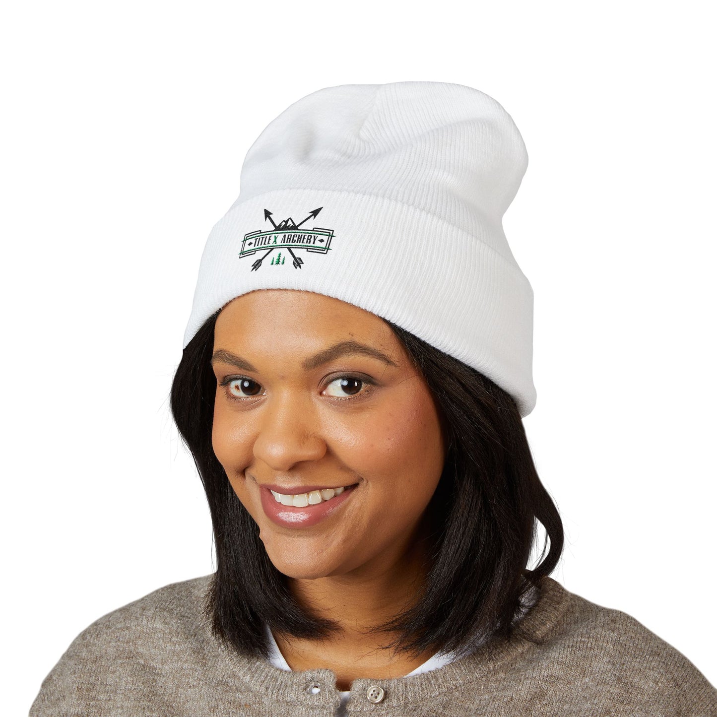 Embroidered 'Hike & Explore' Arrow Cuffed Beanie