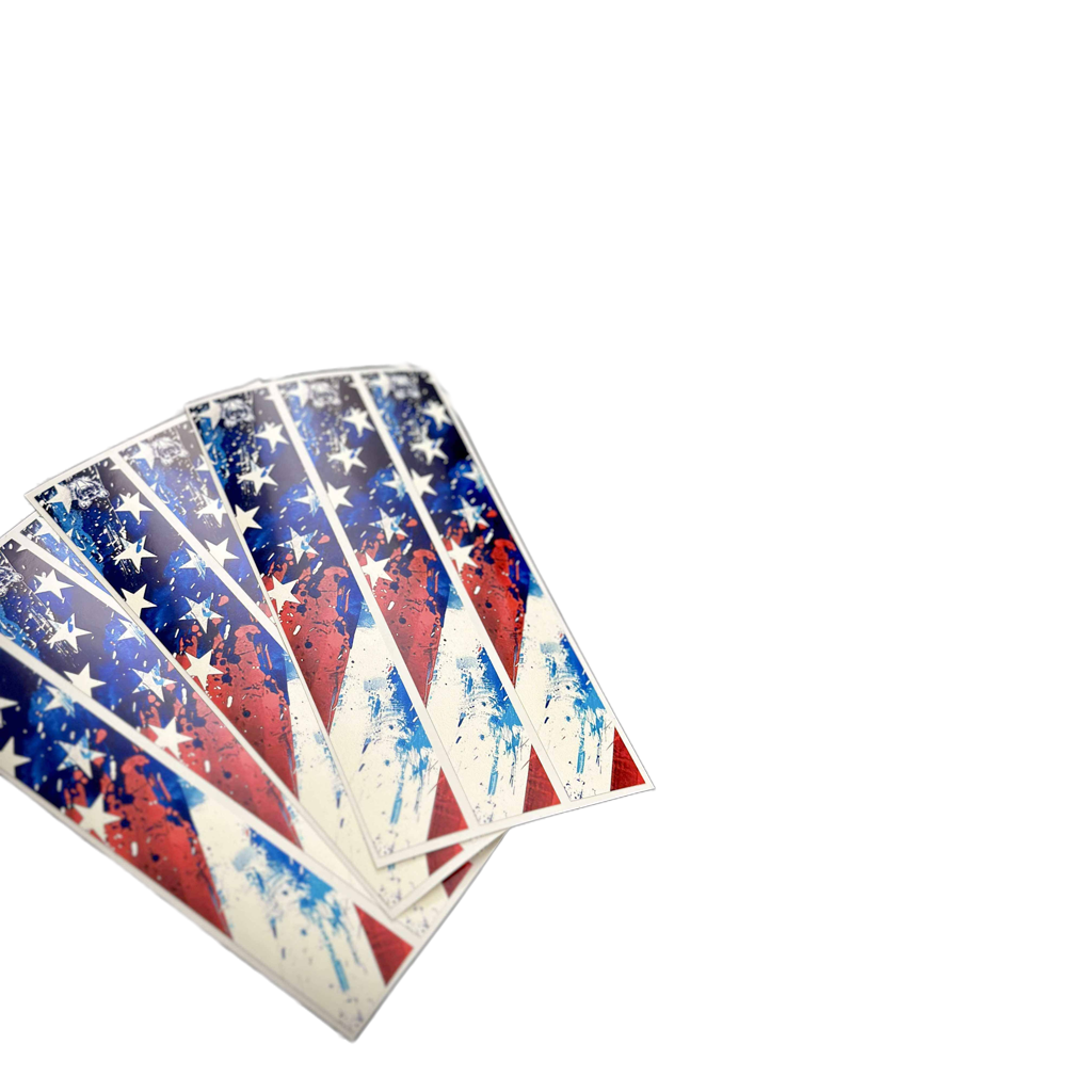 Set of American flag themed arrow wraps featuring red, white, and blue patriotic stars and stripes.