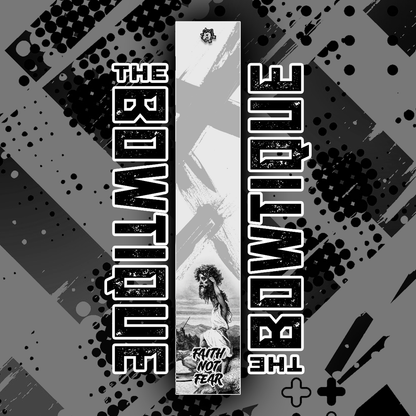 Limited edition arrow wrap featuring "THE BOUTIQUE" text and a distressed graphic of a figure. Black, white, and gray tones.