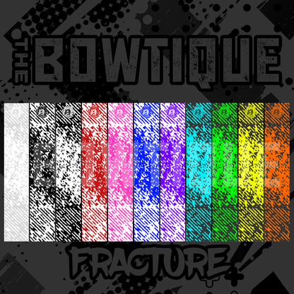 Assortment of colorful, textured arrow wraps by The Bowtique, featuring black, white, pink, blue, green, yellow, and orange.