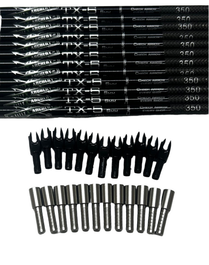 TX-5 Carbon Arrows (.204 diameter) 5mm Shafts per 1/2 Dozen .001 Straightness