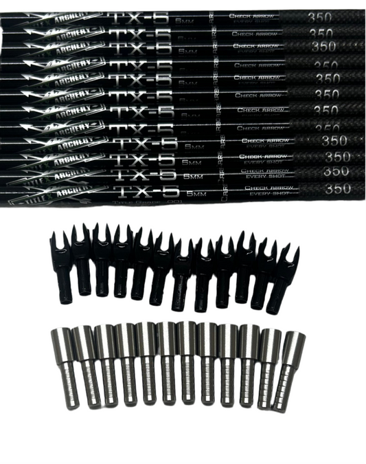 TX-5 Carbon Arrows (.204 diameter) 5mm Shafts per Dozen .001 Straightness