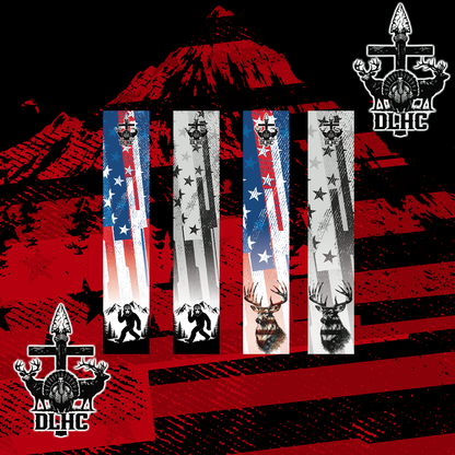 MERICA! face mask packaging featuring vibrant red and white graphics.