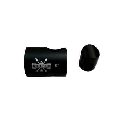 Black front stabilizer quick disconnect for archery, featuring "TITLEX ARCHERY" logo and 0° marking.