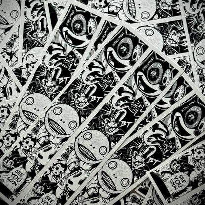 Black and white arrow wraps featuring "See You Soon ;)" text and cartoon faces.