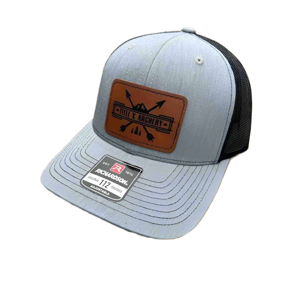 Richardson 112 Trucker Hat – Gray & Black TitleX Archery Patch Cap