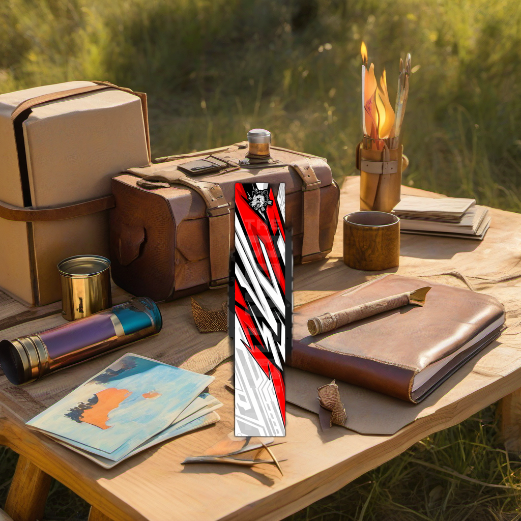 Comic Pop Arrow Wrap on rustic table at golden hour camp, perfect Father's Day gift. | titlex-scene-fathers-day