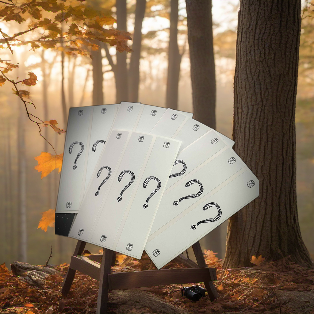 Mystery Pack arrow wraps on a worn treestand overlooking a misty Midwest dawn forest. | titlex-scene-whitetail-treestand