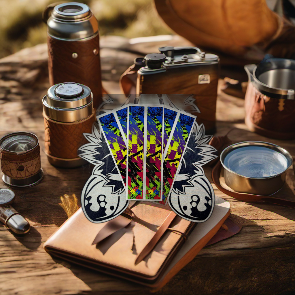 Autism Acceptance Month wraps on rustic table, golden hour camp setting, Father's Day gift. | titlex-scene-fathers-day
