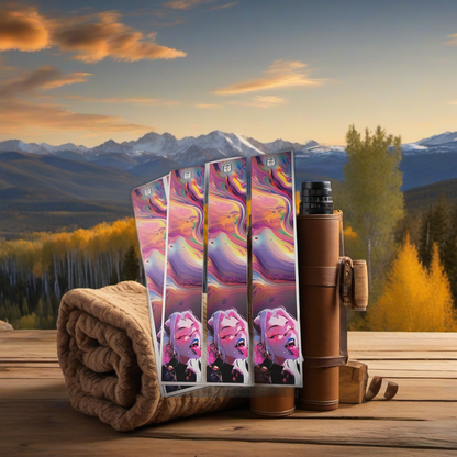 Acid Burn wraps on weathered wood, set against golden aspens and distant peaks at sunset. | titlex-scene-western-elk