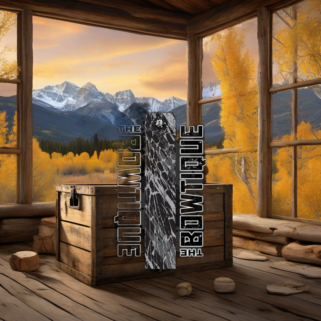 Comic Pop Arrow Wrap on weathered wood, set against golden aspen and mountain backdrop at sunset. | titlex-scene-western-elk