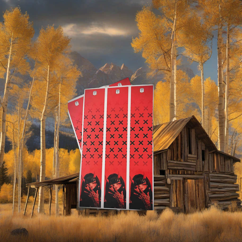 Syndicate Arrow Wraps on weathered wood, set against golden aspens and sunset mountains. | titlex-scene-western-elk
