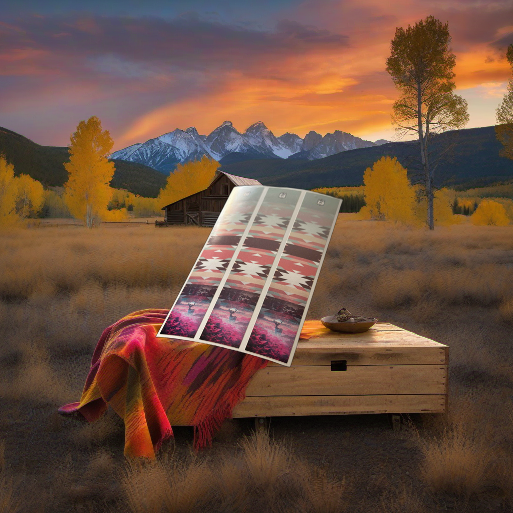 Neon Velvet Arrow Wraps on weathered wood, set against golden aspens and mountain sunset. | titlex-scene-western-elk