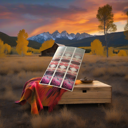 Neon Velvet Arrow Wraps on weathered wood, set against golden aspens and mountain sunset. | titlex-scene-western-elk