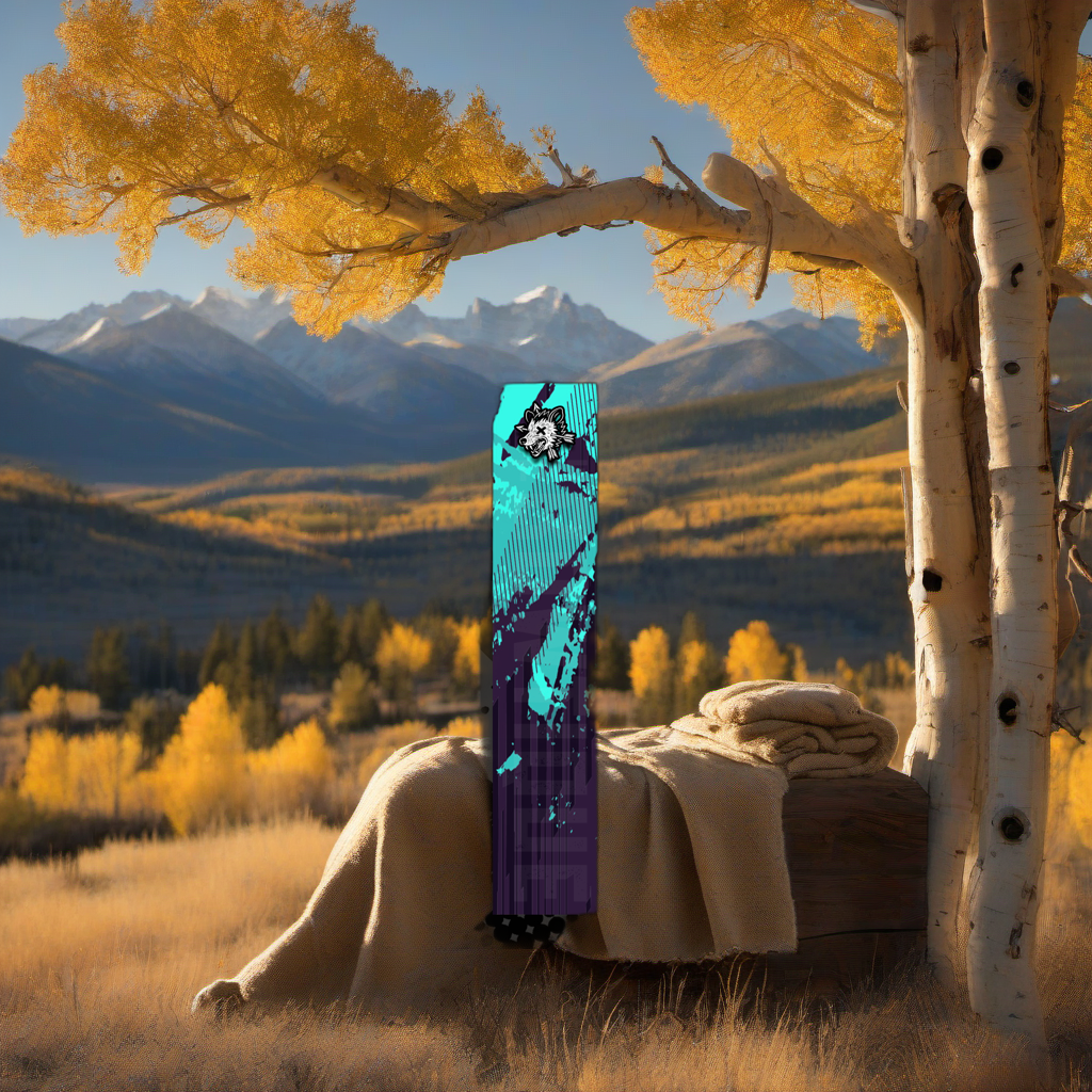 Comic Pop Arrow Wrap on weathered wood, set against golden aspen and mountain backdrop at sunset. | titlex-scene-western-elk