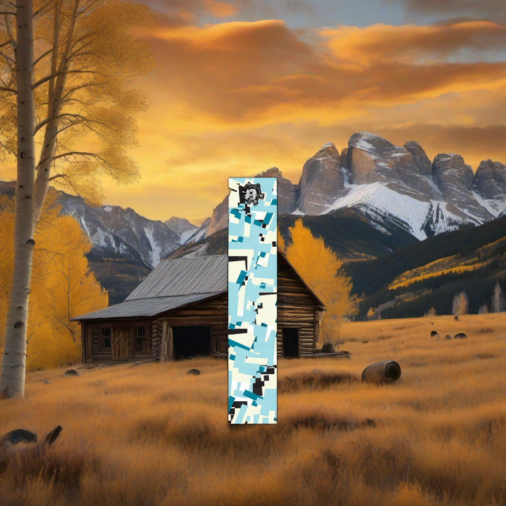 Comic Pop Arrow Wrap on weathered wood in a golden aspen sunset, evoking a western elk hunt feel. | titlex-scene-western-elk