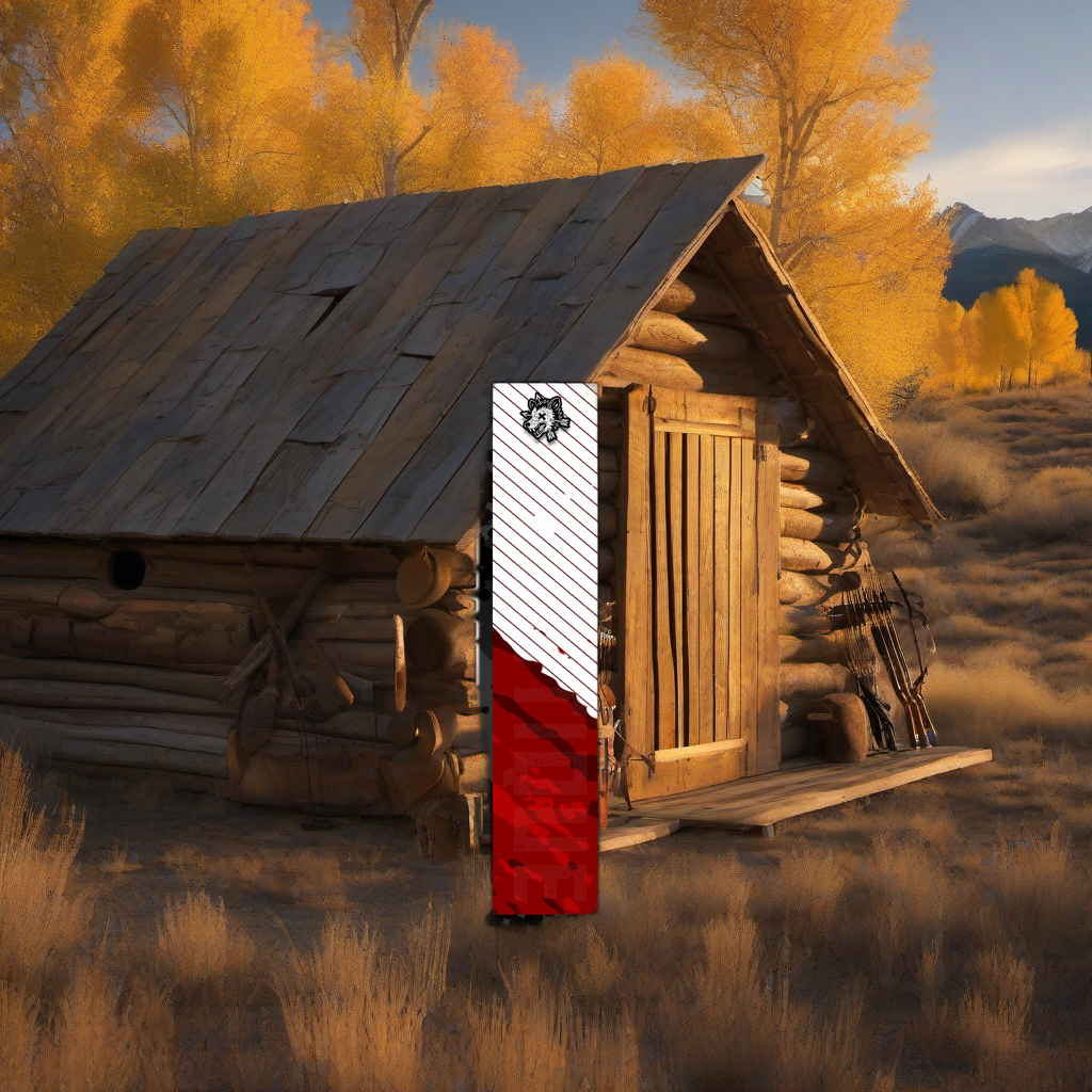 Comic Pop Arrow Wrap on weathered wood, set against golden aspens and distant mountains at sunset. | titlex-scene-western-elk