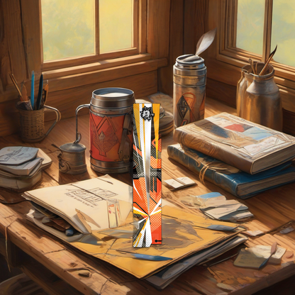 Comic Pop Arrow Wrap on rustic wood at golden hour, perfect Father's Day gift setting. | titlex-scene-fathers-day