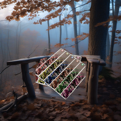 Topo Arrow Wraps on a wooden treestand overlooking a misty Midwest dawn forest. | titlex-scene-whitetail-treestand