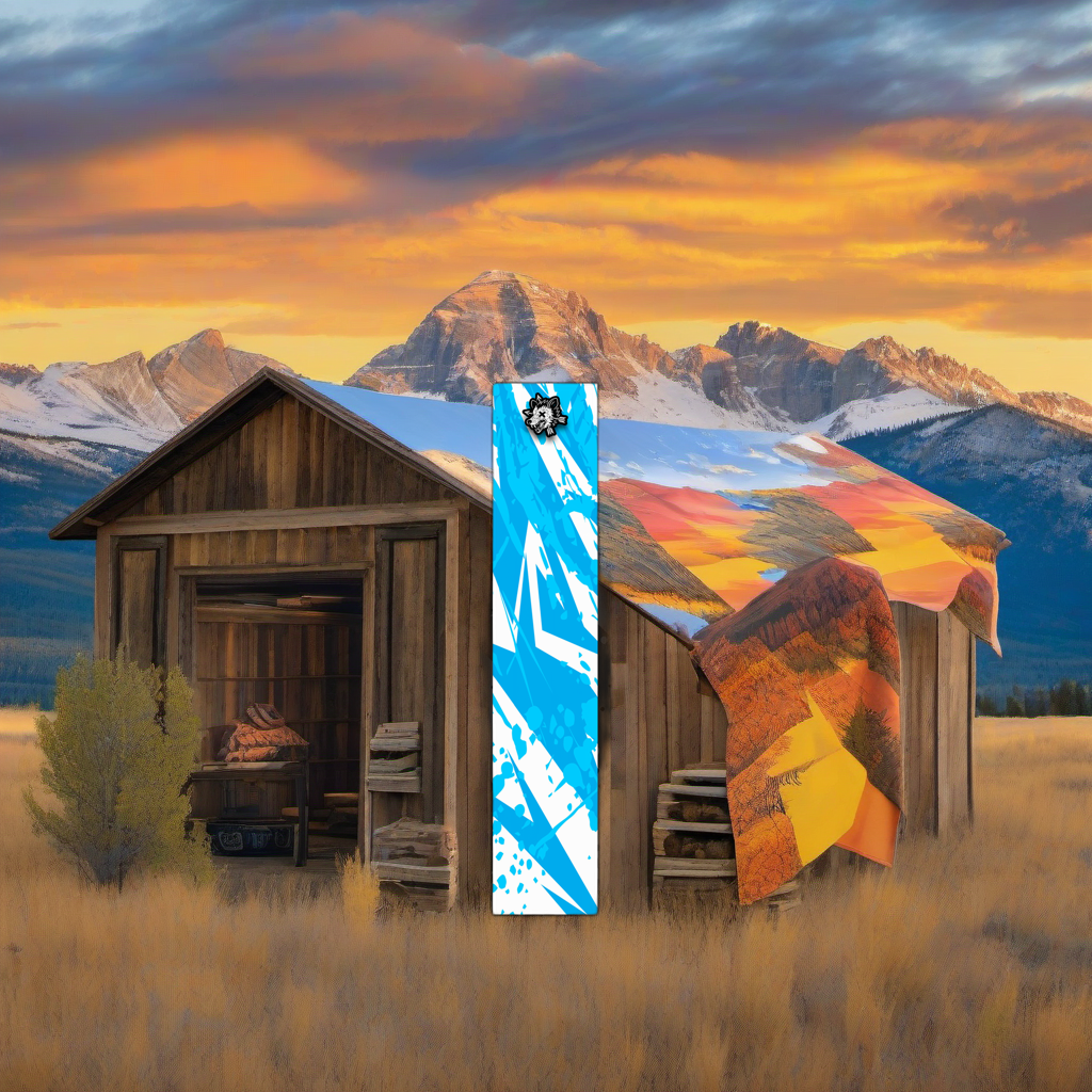 Comic Pop Arrow Wrap on weathered wood, set against a golden aspen backdrop at sunset. | titlex-scene-western-elk