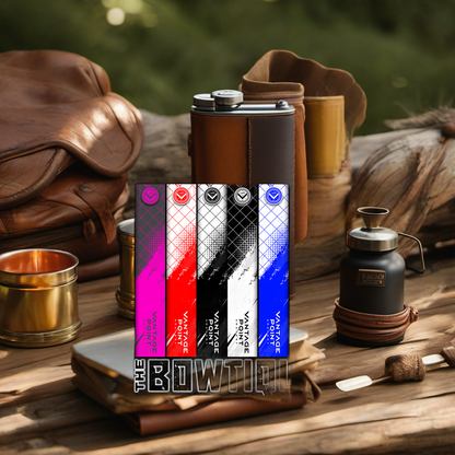Bowtique x VPA collab gift set on rustic wood, perfect Father's Day outdoor scene. | titlex-scene-fathers-day