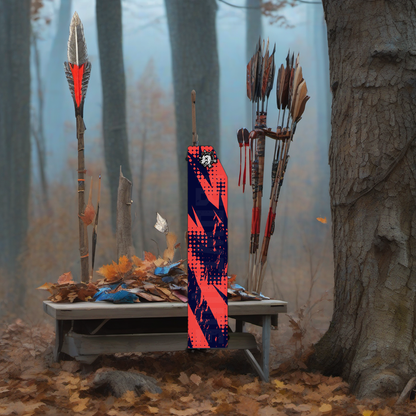 Comic Pop Arrow Wrap on a wooden treestand overlooking a misty Midwest dawn forest. | titlex-scene-whitetail-treestand