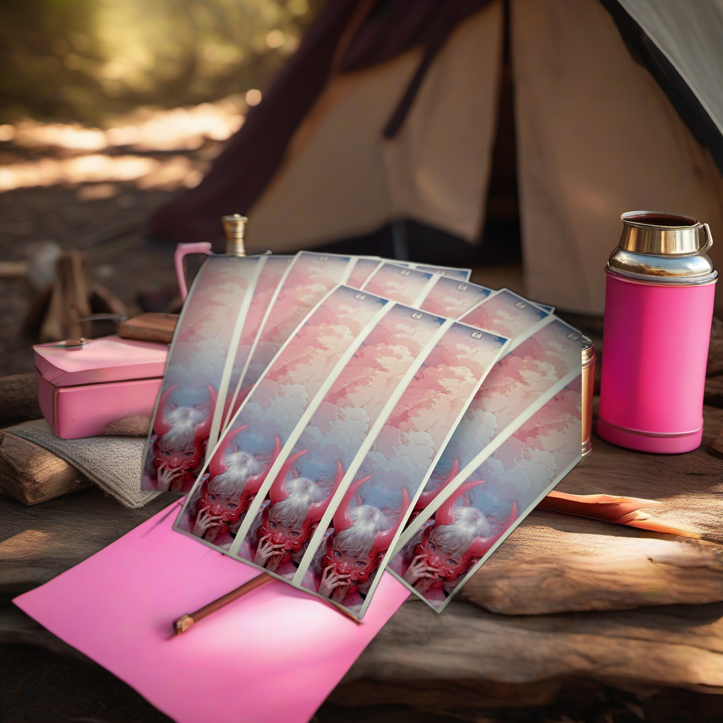 Pink ONI Arrow Wraps on rustic table at golden hour camp, perfect Father's Day gift. | titlex-scene-fathers-day