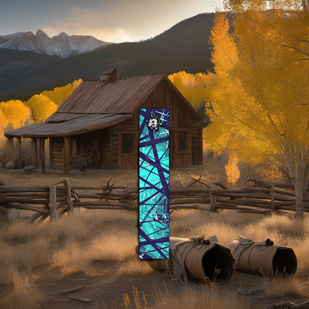 Comic Pop Arrow Wrap on weathered wood, set against golden aspens and distant mountains at sunset. | titlex-scene-western-elk