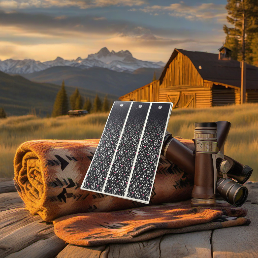 Western Pattern 3 Arrow Wraps on weathered wood, bathed in golden sunset light near mountain elk hunting gear. | titlex-scene-western-elk