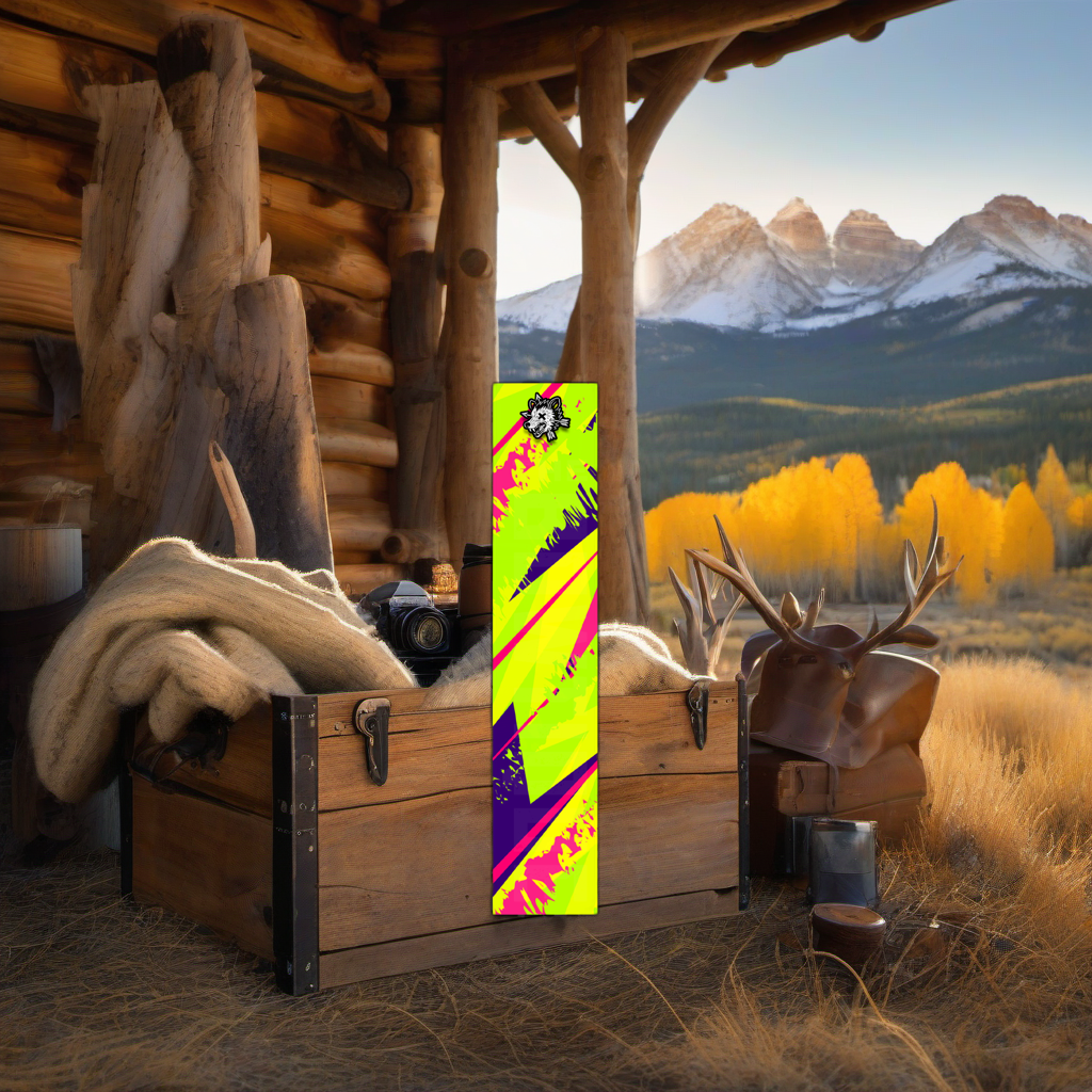 Comic Pop Arrow Wrap on weathered wood in a golden aspen-lit elk hunting scene. | titlex-scene-western-elk