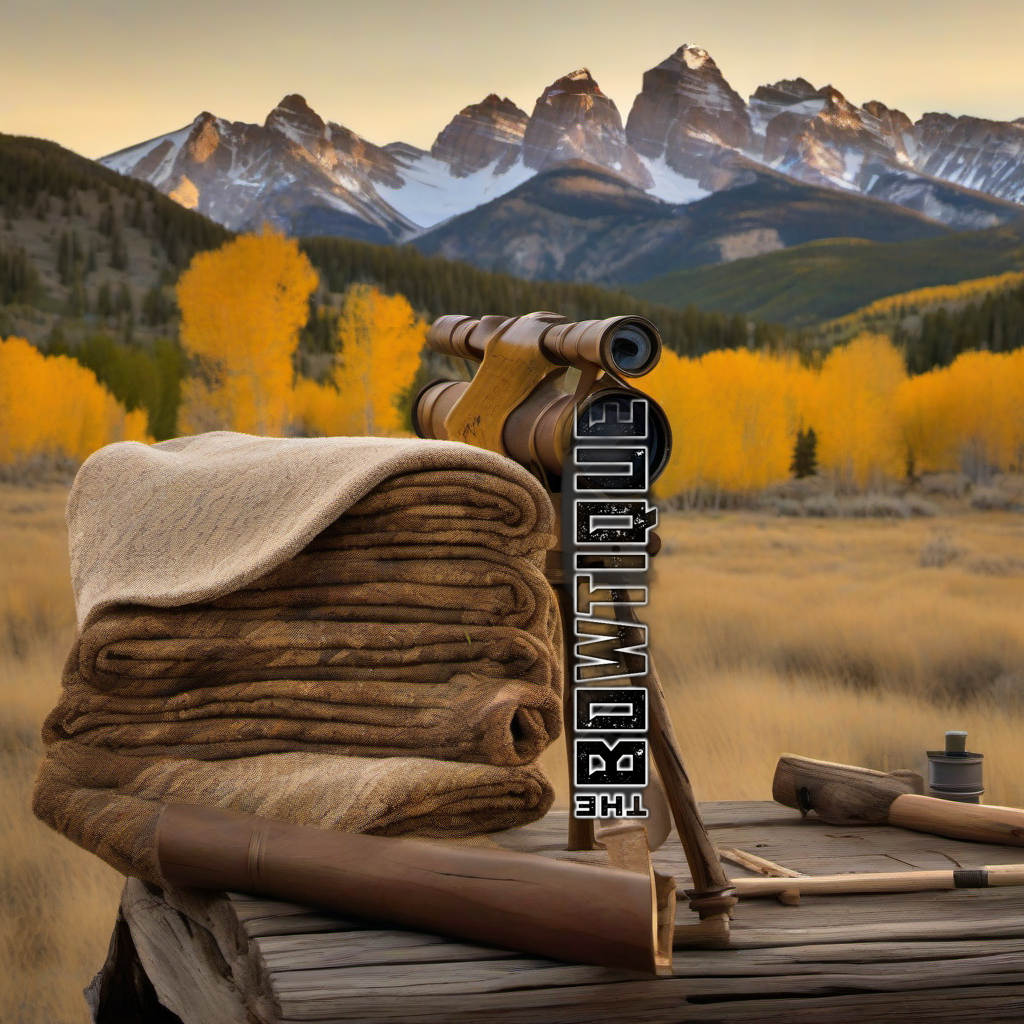 Comic Pop Arrow Wrap on weathered wood in a golden aspen, mountain sunset elk hunting scene. | titlex-scene-western-elk