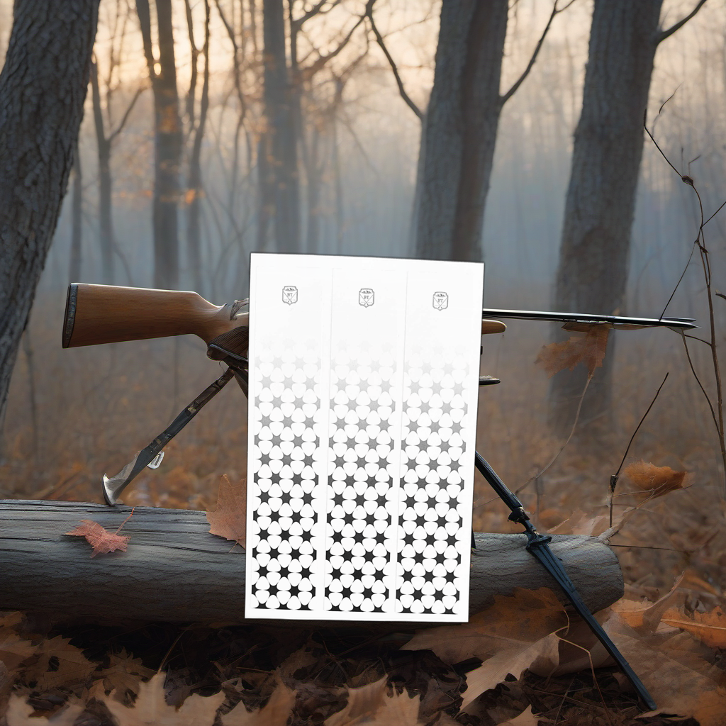 Star Gazer Arrow Wraps on a wooden treestand overlooking a misty, autumnal Midwest forest dawn. | titlex-scene-whitetail-treestand