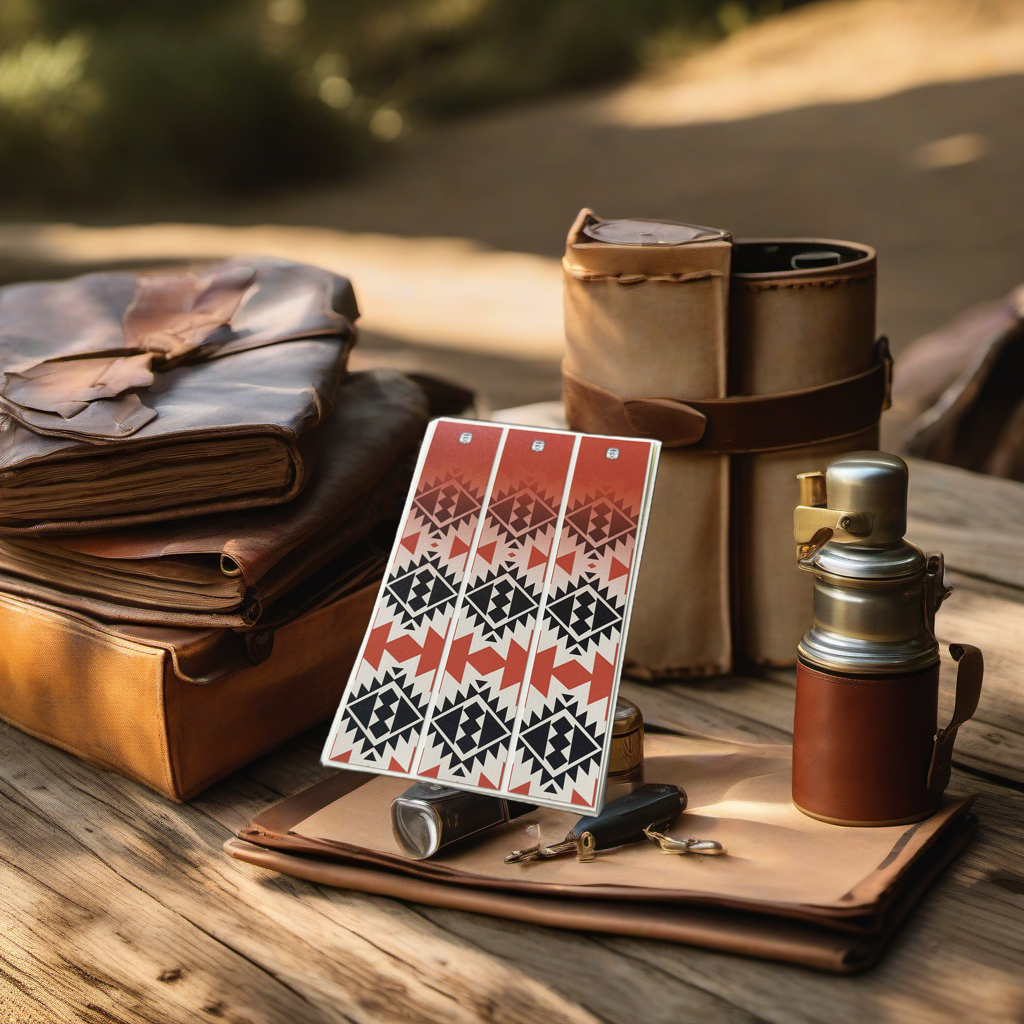 Western Pattern 1 Arrow Wraps on rustic table at golden hour camp, perfect Father's Day gift. | titlex-scene-fathers-day
