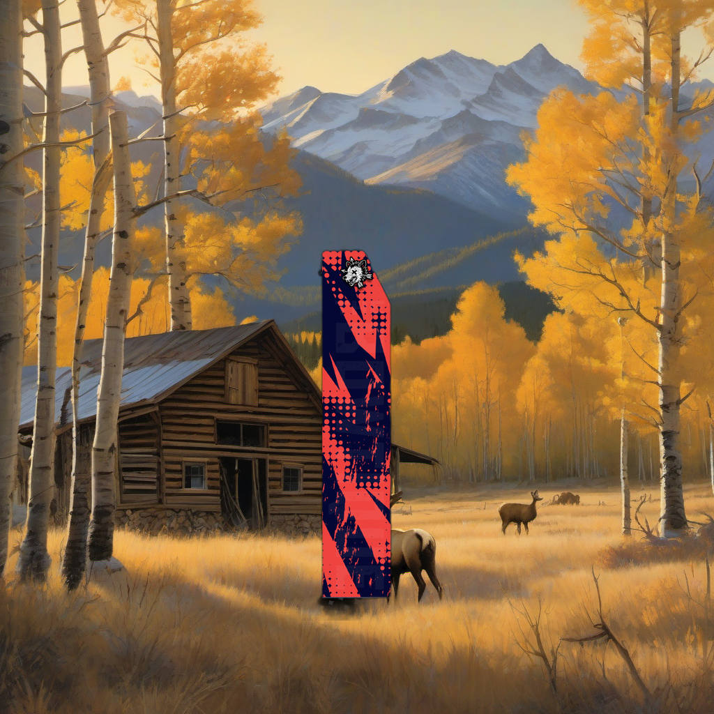 Comic Pop Arrow Wrap on weathered wood, set against a golden aspen backdrop at sunset. | titlex-scene-western-elk